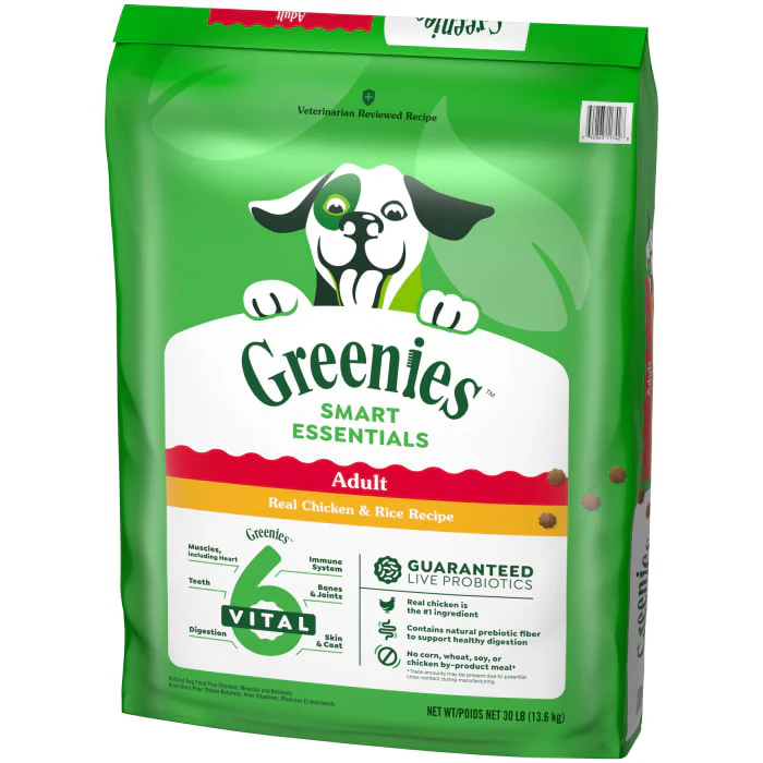 Greenies Smart Essentials Adult High Protein Dry Dog Food Real Chicken & Rice Recipe, 30 lb. Bag - Image 2